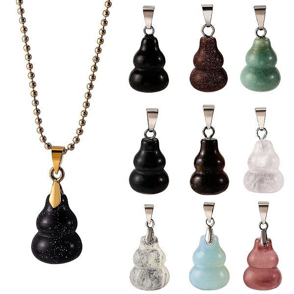 

PandaHall 10Pcs 10 Style Natural & Synthetic Gemstone Pendants, with Brass Loops and Snap on Bails, Long-Lasting Plated, Platinum..., Multicolor