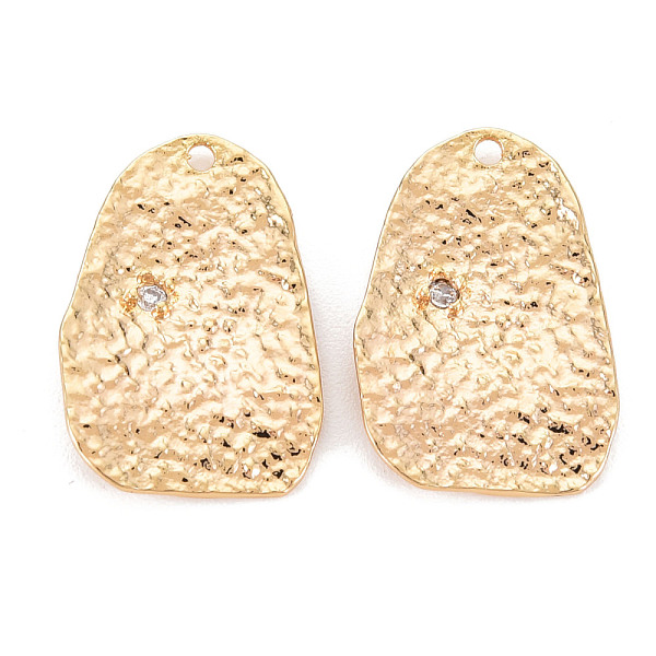 

PandaHall Brass Micro Pave Clear Cubic Zirconia Pendants, Nickel Free, Textured, Teardrop, Real 18K Gold Plated, 20.5x13.5x2mm, Hole: 1.2mm...