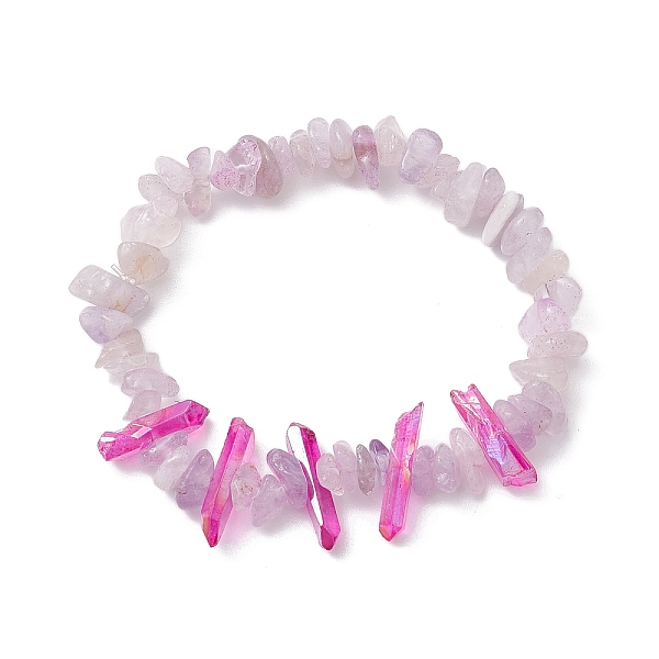 

PandaHall Natural Amethyst Chips Beaded Stretch Bracelets, Natural Dyed Quartz Crystal Pointed Stretch Bracelets for Women, Inner Diameter...