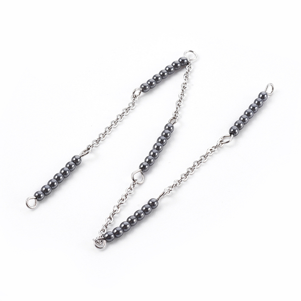 

PandaHall Non-Magnetic Synthetic Hematite Beads Handmade Chains, Unwelded, with 304 Stainless Steel Cable Chains and Eye Pin, 22x2mm, 39.37...