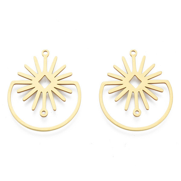 

PandaHall 201 Stainless Steel Pendants, Flower Charm, Real 18K Gold Plated, 31.5x26x1mm, Hole: 1.5mm 201 Stainless Steel Flower