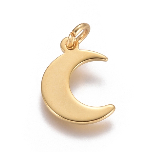 

PandaHall 304 Stainless Steel Pendants, with Jump Rings, Moon, Golden, 15.5x11x1mm, Hole: 3mm 304 Stainless Steel Moon