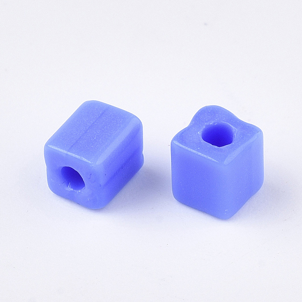 

PandaHall 6/0 Glass Seed Beads, Round Hole, Cube & Cuboid, Royal Blue, 3~7x3.5x3.5mm, Hole: 1.2mm, about 4500pcs/bag Glass Cube Blue