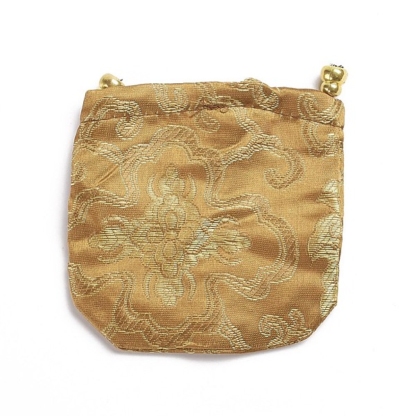 

PandaHall Silk Pouches, Drawstring Bag, Peru, 10.5~11.5x11~11.5cm Silk Brown