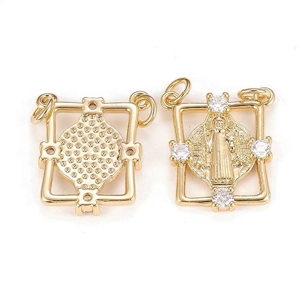 

PandaHall Brass Micro Pave Clear Cubic Zirconia Pendants, with Jump Rings, Long-Lasting Plated, Rectangle with Jesus, Real 18K Gold Plated...