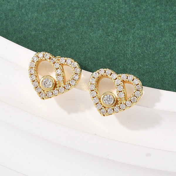 Aretes de latón con micro pavé de circonita cúbica transparente
