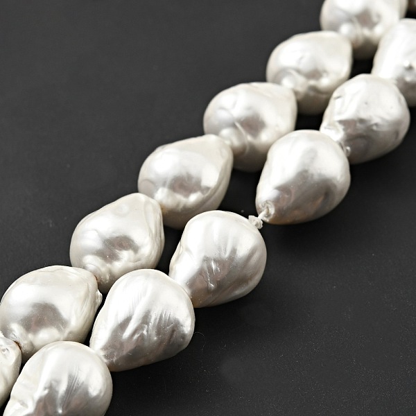 

PandaHall Electroplated Natural Shell Pearl Beads Strands, Textured, Teardrop, White, 14~17x12~13.5mm, Hole: 1mm, about 26pcs/strand, 15.75...