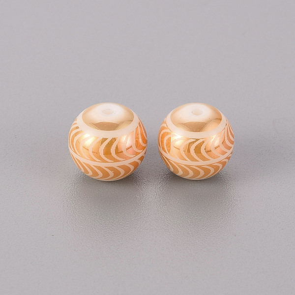

PandaHall Electroplate Glass Beads, Round with Wave Pattern, Rose Gold Plated, 10mm, Hole: 1.2mm Glass Others