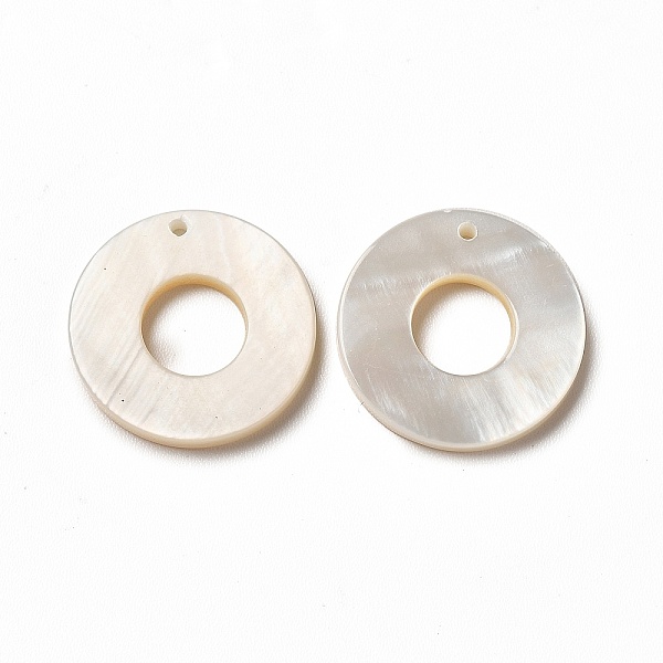 

PandaHall Natural White Shell Ring Charm, for Jewelry Making, Seashell Color, 14~15x2mm, Hole: 0.8mm White Shell Ring