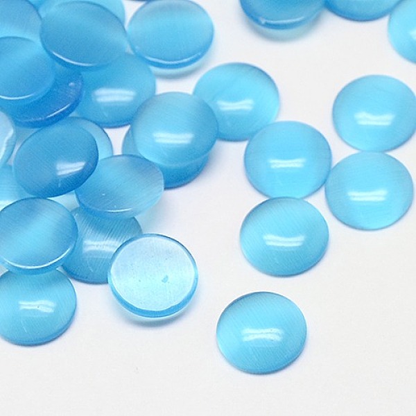 

PandaHall Cat Eye Cabochons, Half Round, Light Sky Blue, 4x2mm Glass Half Round