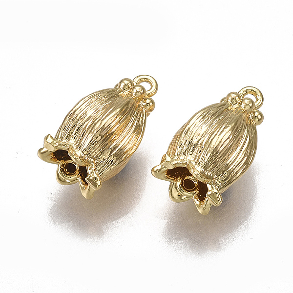 

PandaHall Brass Links connectors, Nickel Free, Real 18K Gold Plated, Flower, 15x9x8mm, Hole: 1mm Brass Flower
