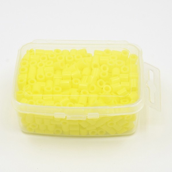 

PandaHall 1 Box 5mm Melty Beads PE DIY Fuse Beads Refills for Kids, Tube, Yellow, 5x5mm, Hole: 3mm, about 500pcs/box Plastic Tube Yellow