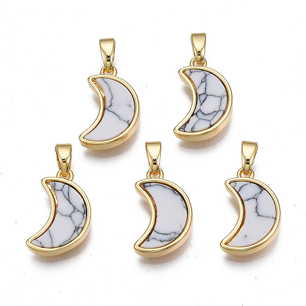

PandaHall Real 18K Gold Plated Brass Pendants, with Synthetic Turquoise Cabochons, Cadmium Free & Nickel Free & Lead Free, Moon, Turquoise...