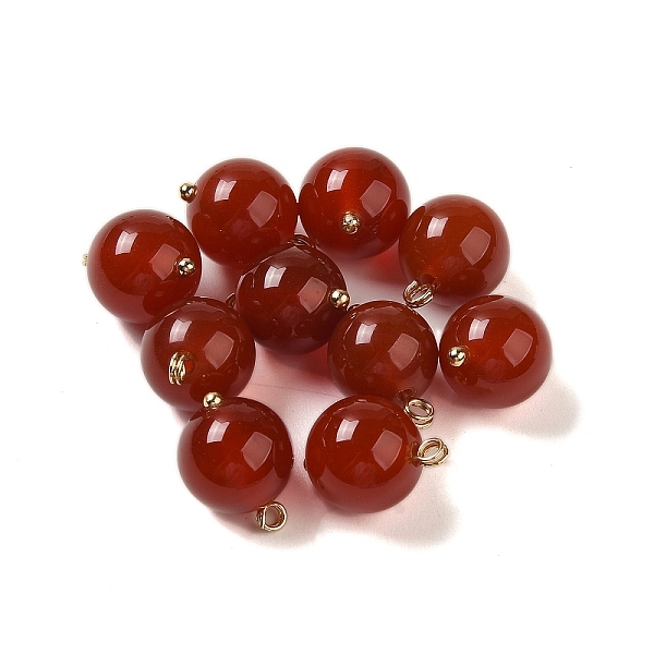 

PandaHall Natural Carnelian(Dyed & Heated) Sphere Charms, with Rack Plating Brass Loops, Real 18K Gold Plated, Long-Lasting Plated...