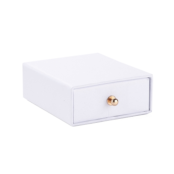 PandaHall Rectangle Paper Drawer Jewelry Set Box, with Brass Rivet, for Earring, Ring and Necklace Gifts Packaging, White, 7x9x3cm Paper...