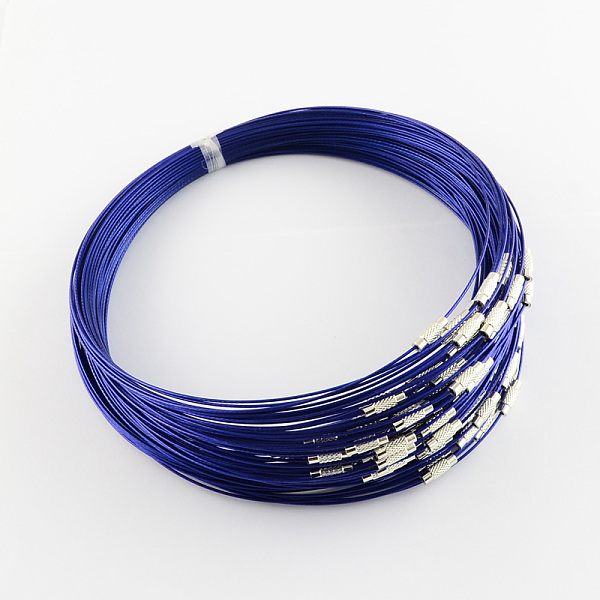 

PandaHall Stainless Steel Wire Necklace Cord DIY Jewelry Making, with Brass Screw Clasp, Midnight Blue, 17.5 inch Stainless Steel Blue