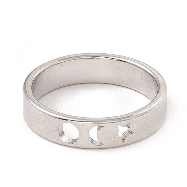 

PandaHall 304 Stainless Steel Moon and Star Finger Ring for Women, Stainless Steel Color, US Size 7 3/4(17.9mm) 304 Stainless Steel Moon