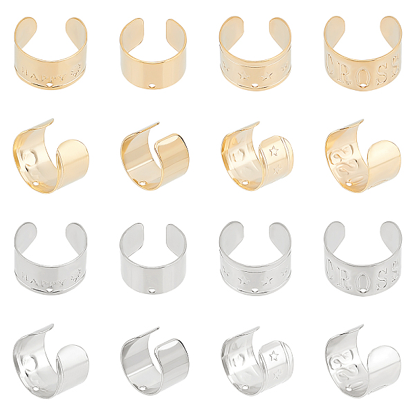 PandaHall DICOSMETIC 40pcs 4 Colors Stainless Steel Cuff Earrings Fake Helix Cuff Earrings Conch Cuffs Earrings Non-Pierced Earring Setting...