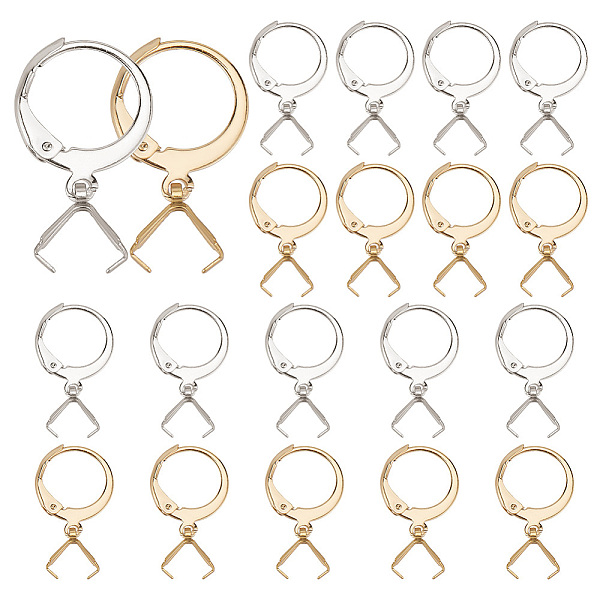 

PandaHall 20 Pair 2 Color 304 Stainless Steel Leverback Earring Findings, Ear Wire with Stainless Steel Ice Pick Pinch Bails, for Half...