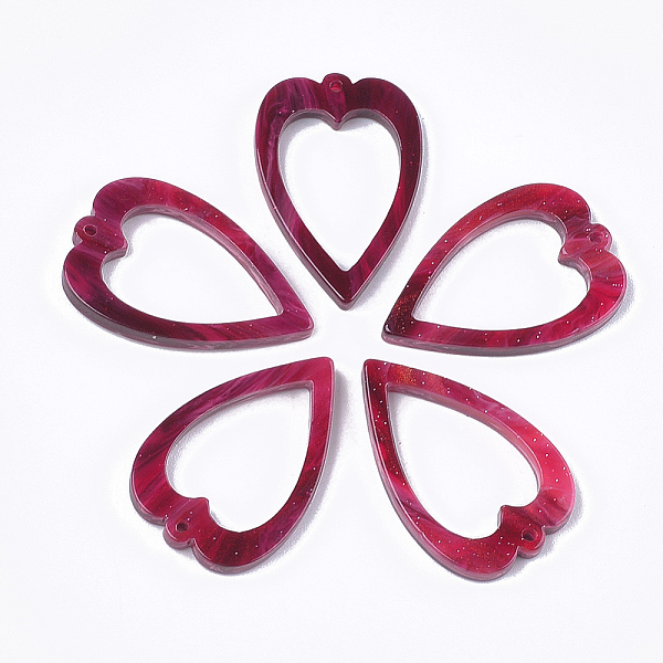 

PandaHall Cellulose Acetate(Resin) Pendants, Heart, Medium Violet Red, 28x18.5x2.5mm, Hole: 1.2mm Cellulose Acetate Heart Red