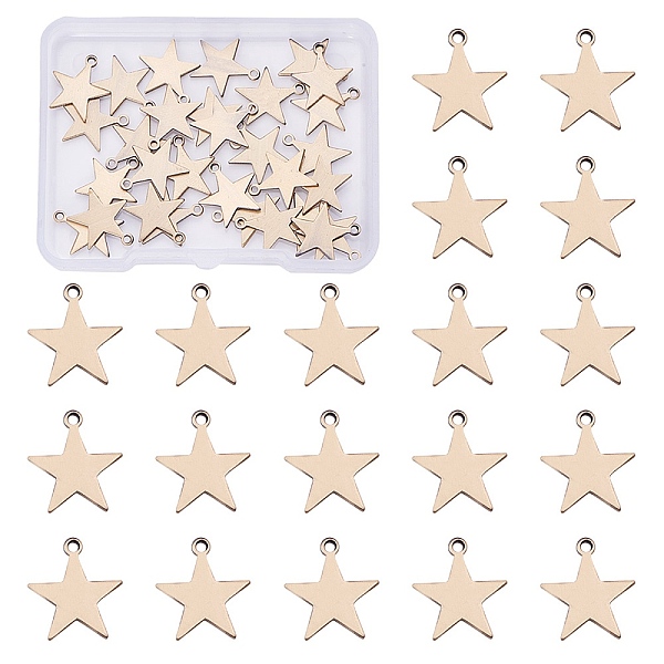 

PandaHall BENECREAT Brass Charms, Star, Antique Bronze, 14x12x0.8mm, Hole: 1mm, 30pcs/set Brass Star