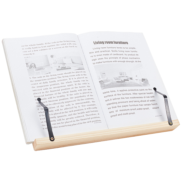 

PandaHall WADORN Wooden Book Holder Stand, 13.39x9.49 Inch Large Cookbook Holder Foldable Reading Book Holder Hands Free Book Stand with 8..., Orange