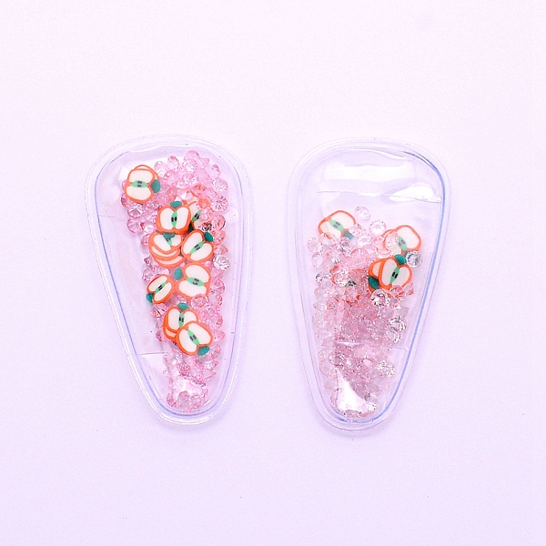 

PandaHall Plastic with Resin and Polymer Clay Accessories, DIY for Bobby pin Accessories, Oval with Apple, Pink, 55x29x5mm Resin Oval Pink