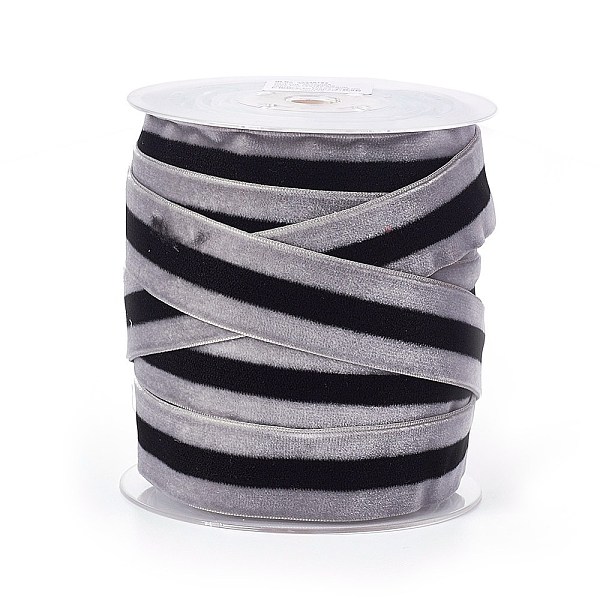 

PandaHall Polyester Ribbon, Single Face Velvet Ribbon, Binary Colour, Striped Pattern, Dark Gray, 3/4 inch(19mm), about 25yards/roll...
