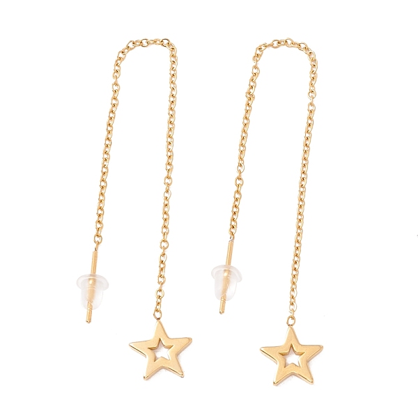 

PandaHall Long Chain with Star Dangle Stud Earrings, 304 Stainless Steel Ear Thread for Women, Golden, 101mm, Pin: 1mm 304 Stainless Steel...