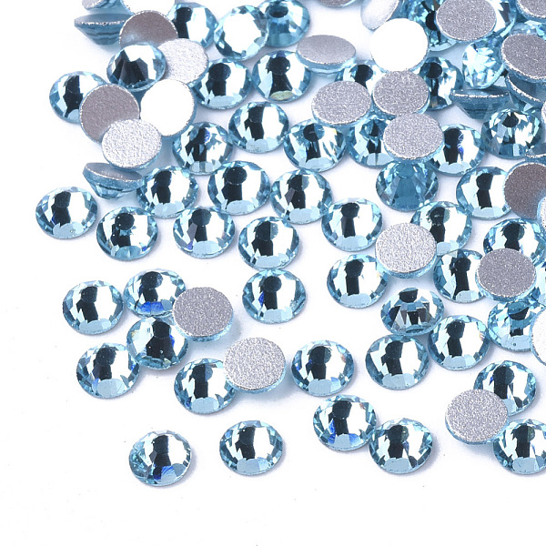 

PandaHall Glass Flat Back Rhinestone Cabochons, Back Plated, Faceted Half Round, Aquamarine, SS20, 4.6~4.8x2mm, about 1440pcs/bag Glass..., Blue