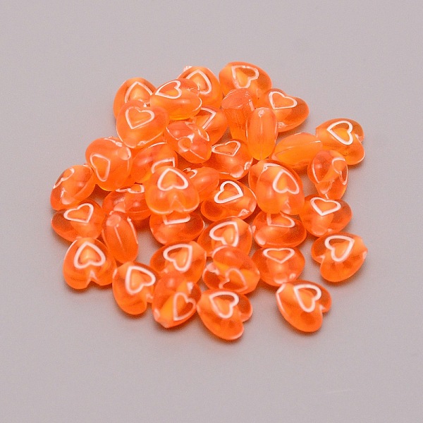 

PandaHall Transparent Acrylic Beads, with Enamel, Heart, Dark Orange, 6.5x6.5x4.5mm, Hole: 1mm, 100pcs/bag Acrylic Heart