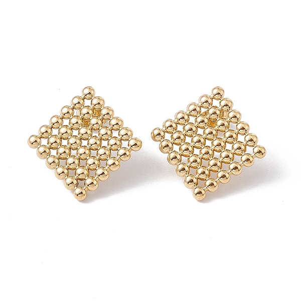 

PandaHall Ion Plating(IP) 304 Stainless Steel Rhombus Stud Earrings for Women, Golden, 24x24mm, Pin: 0.7mm 304 Stainless Steel Rhombus