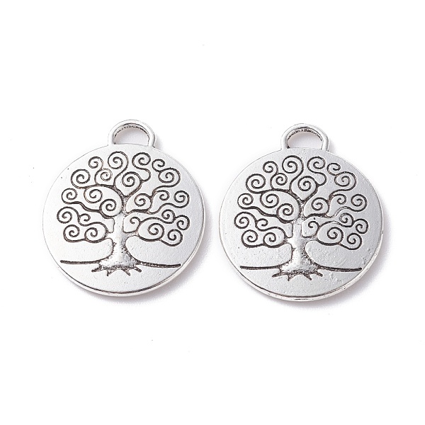 

PandaHall Tibetan Style Alloy Pendants, Flat Round with Tree, Antique Silver, 27.5x23.5x2mm, Hole: 4.5mm Alloy Flat Round