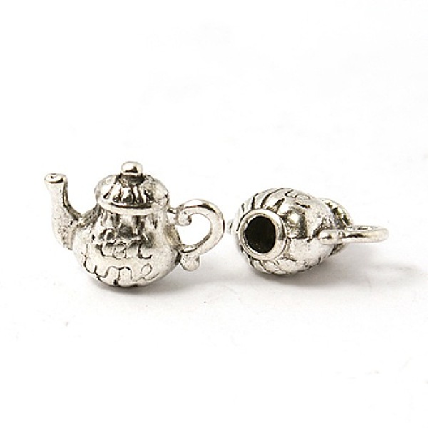 

PandaHall Tibetan Style Alloy Charms, Teapot, Cadmium Free & Lead Free, Antique Silver, Size: about 13mm long, 15mm wide, 8mm thick, hole...