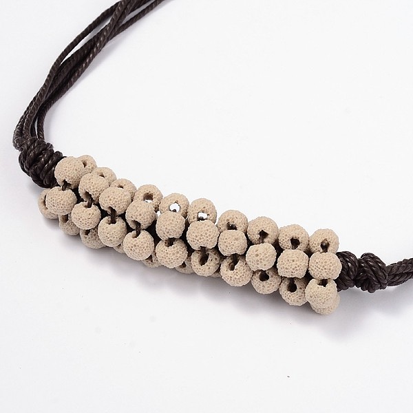 

PandaHall Lava Rock Beaded Necklaces, with Faux Suede Cord and Alloy Findings, Misty Rose, 16.9 inch~31.4 inch Lava Rock Red