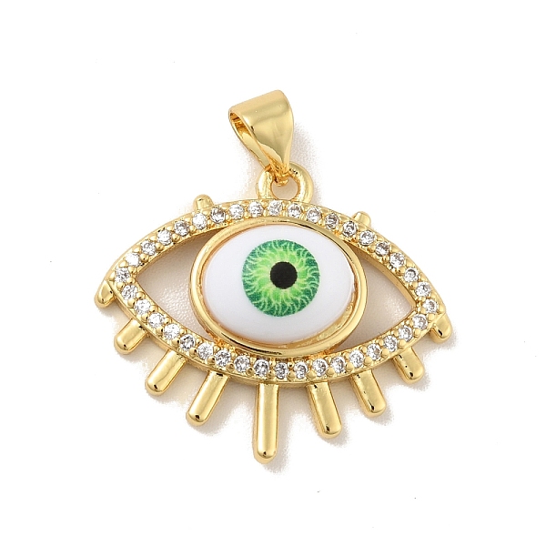 

PandaHall Brass Micro Pave Cubic Zirconia Pendants, with Enamel, Cadmium Free & Lead Free, Long-Lasting Plated, Evil Eye, Real 18K Gold..., Green