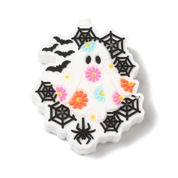 

PandaHall Halloween Themed Web Ghost Silicone Focal Beads, Silicone Teething Beads, White, 28x25x7mm, Hole: 3mm Silicone Ghost White