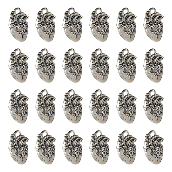 

PandaHall SUNNYCLUE 1 Box 50Pcs Gothic Heart Charms Bulk Silver Hearts Charms Tibetan Style Alloy Pendants Metal 3D Anatomical Organ...