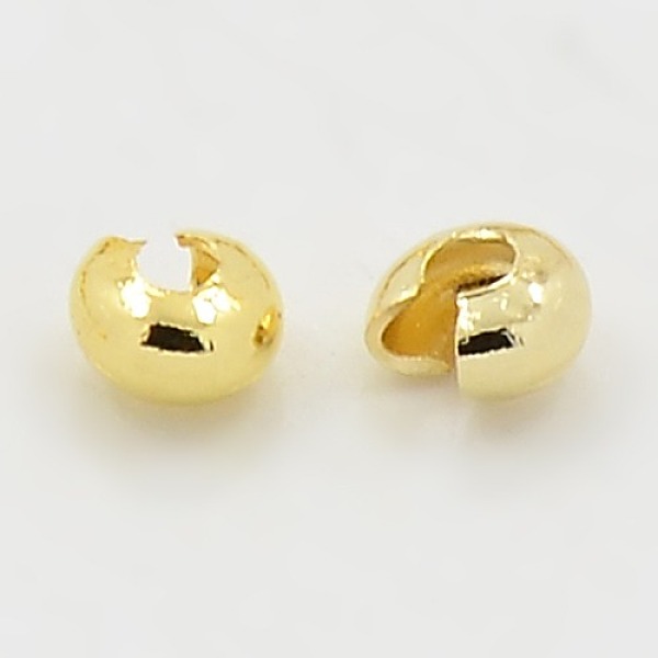 

PandaHall Iron Crimp Beads Covers, Golden Color, Size: About 5mm In Diameter, Hole: 1.5~1.8mm Iron