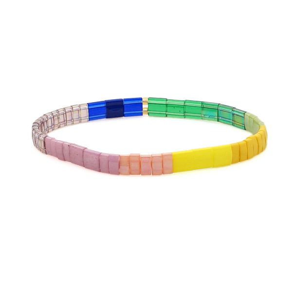 

PandaHall Rainbow Bohemian Style Glass Beads Stretch Bracelets, Original Design Fashion Tila Beaded Bracelet for Women Glass
