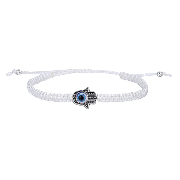 

PandaHall Hamsa Hand with Evil Eye Bead Braided Bead Bracelets, Adjustable Cord Bracelets for Women Men Alloy Hamsa Hand