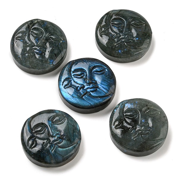 

PandaHall Natural Labradorite Cabochon, Flat Round with Face, 41~43x10.5~14mm Labradorite Flat Round