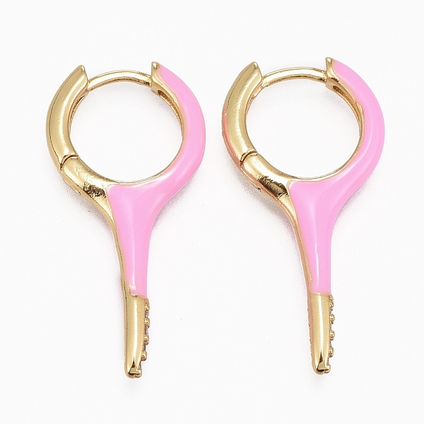 

PandaHall Brass Micro Pave Clear Cubic Zirconia Huggie Hoop Earrings, with Enamel, Long-Lasting Plated, Lollipop, Real 18K Gold Plated...