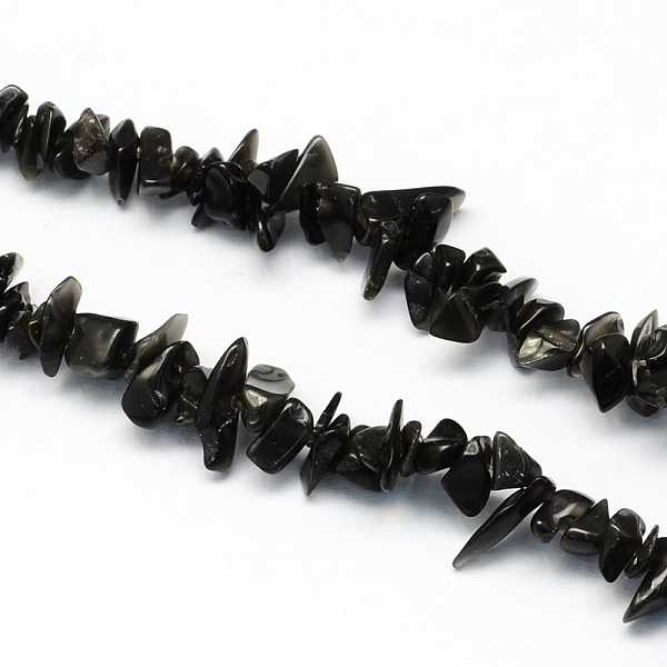 

PandaHall Natural Black Stone Bead Strands, Chip, 3~9x3~6x1~4mm, Hole: 1mm, about 350pcs/strand, 34.6 inch Black Stone Chip