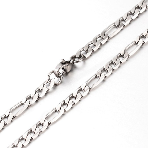 

PandaHall 304 Stainless Steel Figaro Chains Necklaces, with Lobster Claw Clasps, Faceted, Stainless Steel Color, 23.6 inch(59.9cm) 304...