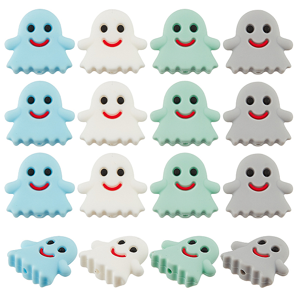 

PandaHall CRASPIRE 16Pcs 4 Colors Ghost Food Grade Silicone Beads, Chewing Beads For Teethers, DIY Nursing Necklaces Making, Mixed Color..., Multicolor