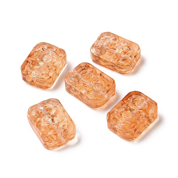 

PandaHall Transparent Spray Painted Glass Beads, Rectangle, Dark Orange, 18x13x5.5mm, Hole: 1.4mm Glass Rectangle