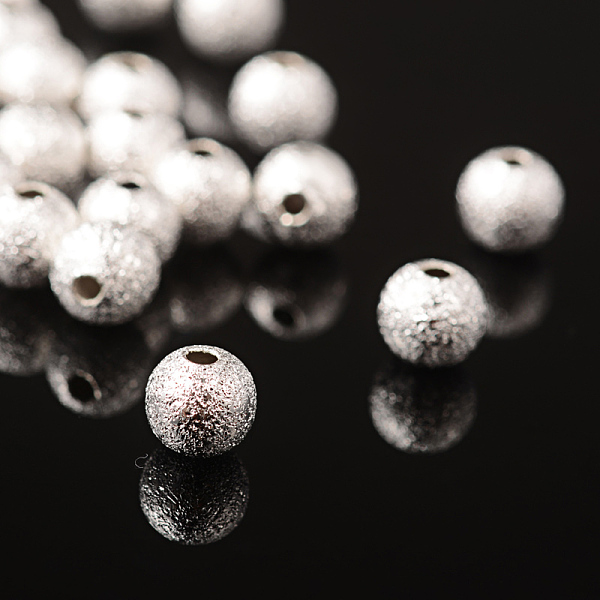 Perles Texturées En Laiton Plaqué Argent De 6 Mm
