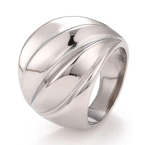 

PandaHall 304 Stainless Steel Textured Chunky Ring, Croissant Ring for Women, Stainless Steel Color, US Size 7 1/4(17.5mm) 304 Stainless...