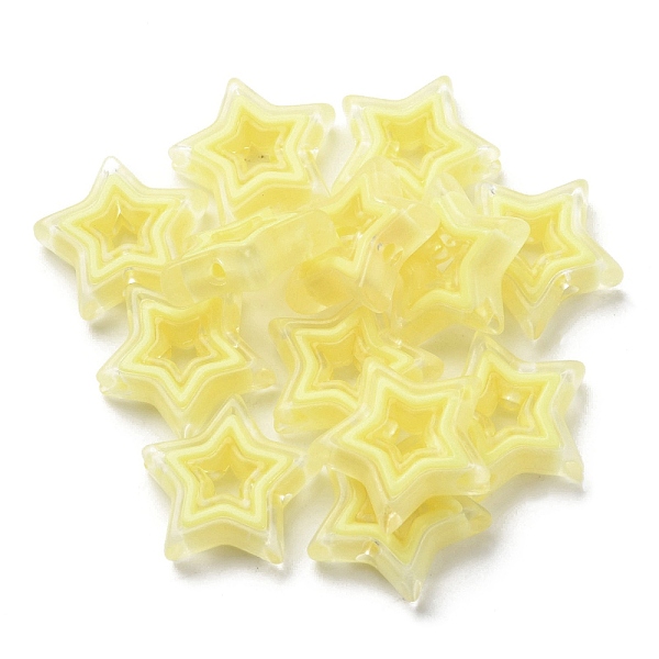 

PandaHall Acrylic Beads, Bead in Bead, Star, Champagne Yellow, 21.5x22x6mm, Hole: 3mm, about 280pcs/500g Acrylic Star